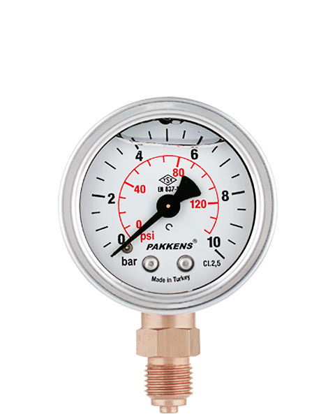 50mm alttan bağlantılı gliserinli manometre pakkens